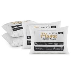 Travesseiro Toque de Pluma Pena Percal 100% Algodão 400 Fios 50x70cm A