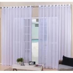 Cortina Voil Branco Sala Ou Quarto 3,00X2,50 Ilhós Cromado - Confecçõe
