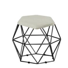 Kit 09 Puff Banqueta Aramado Mila Base Preta Hexágono Tecido Sintético