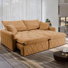 Sofá 3 Lugares Cama inBox Sublime Retrátil e Reclinável Revestido em Bouclé - 180cm de largura