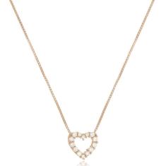 Colar Coração Em Cristal - Ouro Rosê