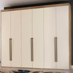 Guarda Roupa Casal 6 Portas MDF Originale 2,67m Belmax, Carvalho/Off W