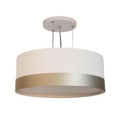 Lustre Pendente Cúpula Branco com Detalhe Bronze 40x15 - Tom Luz