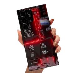 XAVIBEETAG Capa de metal de vidro temperado para Samsung Galaxy S23 Ultra para meninos, homens e meninas, design traseiro de bateria PCB de telefone urbano compatível com capas S23 Ultra de 6,8