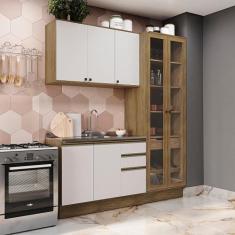 Cozinha Compacta Celeste Kappesberg Nogueira/Branco 192cm