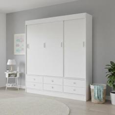 Guarda-Roupa Solteiro 3 Portas de Correr 6 Gavetas - Móveis Percasa