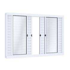 Janela de Aço Veneziana 120x150cm 6 Folhas com Vidro Riobras Branco