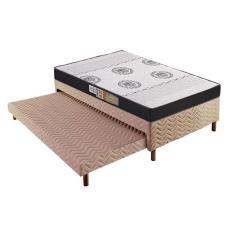 Cama Box c/Auxiliar Solteiro: Colchão Anatômico Polar D28/EP Orthoface + Base CRC Rústico Bege(88x188)