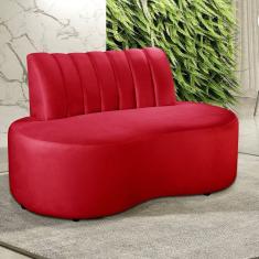 Sofá Redondo Curvo Orgânico Namoradeira Doha Vermelho