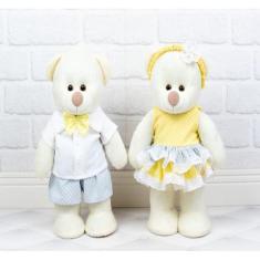 Casal urso chá revelação para decoração pelucia palha - CKD CONFECCOES