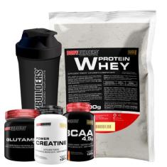 Kit Whey Protein 500g + Glutamina 300g + Power Creatina 100g + BCAA 10