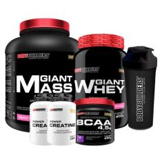 Kit Giant Mass 3kg + Giant Whey 900g + BCAA 4.5 250g + 2x Creatina 100