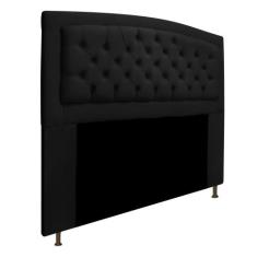 Cabeceira Estofada Geovana 195 cm King Size Com Capitonê Suede Preto -
