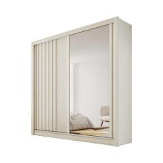 Guarda Roupa Lugano 2 Portas 4 Gavetas Com Espelho Ripado Off White - 