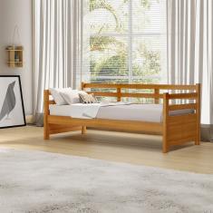 Sofá Cama Vintage Enjoy Mona Madeira com Colchão Imbuia Acompanha Nicho