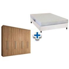 Cama Box Casal + Colchão Frontier Herval + Guarda Roupa Master Vip 8.4 Atacama