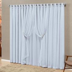 Cortina Monte Real 2,00m x 1,70m Tecido Blackout Voal Trabalhado Xadre