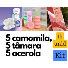 Kit 3 caixas de sabonete Camomila, Tâmara e acerola - Total 15 unidade