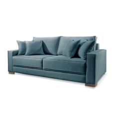 Sofá 3 Lugares Linho Azul Helô 2,2m - Poltjá Móveis