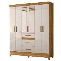 Guarda Roupa Casal Itatiba 6 Portas Freijó Off White com Espelho - Moval