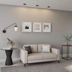 Sofá 2 Lugares Life Pés e Base em Madeira Linho Cotton Cru