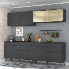 Armário De Cozinha Compacta 4 Peças Mp3696.895 Veneza Multimóveis Preto