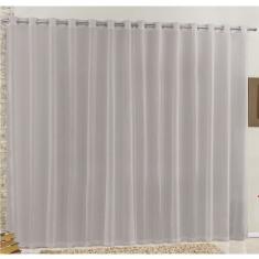 Cortina Rubi 2,00M X 1,70M Cinza Tecido Voal Linho Detalhada Sala Quarto Leve