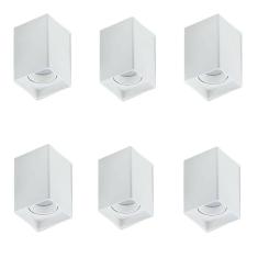 Kit 6 Spot Sobrepor Direcionavel Recuado Mr16 Branco Gu10