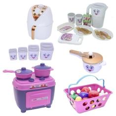 Cozinha Menina Brinquedo Fogão Mercado Pote Jantar Kit 34Pç - Altimar