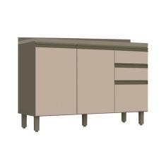 Balcão de Cozinha Modulado Connect 3 Portas e 2 Gavetas c/ Tampo Duna/Cristal - Henn