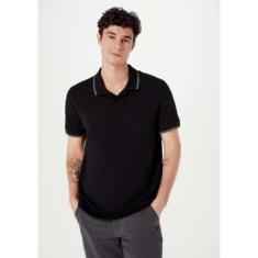 Camisa Polo Básica Masculina Manga Curta Em Piquet - Preto XG-Masculino