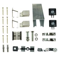 Kit p/ Porta de Correr 4 Roldanas - Trilho 1,80 M - Porta até 92cm - Alumínio Natural