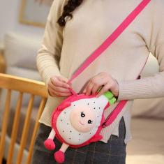 Bonito Dragon Fruit pelúcia brinquedo recheado saco de ombro cheio de fru