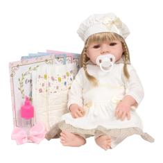 Boneca Reborn Bebê Loira Realista 13 Itens Pode Dar Banho