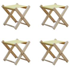 Kit 4 Banquinho De Madeira Banqueta Pescador-amarelo