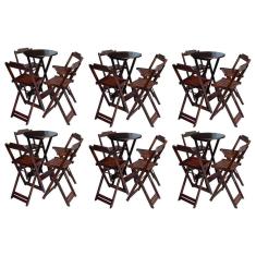 Kit 6 Jogos De Mesa Bistrô De Madeira Com 4 Cadeiras Dobravel Ideal Para Bar E Restaurante Imbuia