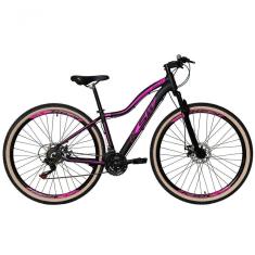 Bicicleta Feminina Aro 29 Ksw Mwza 24v Freio Disco Garfo Suspensão Mtb 29 Alumínio Pneu Faixa Bege - Preto-rosa Tam.15