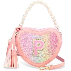 Bolsa infantil de coração para meninas – Bolsa de ombro para meninas, presente para meninas, rosa, P