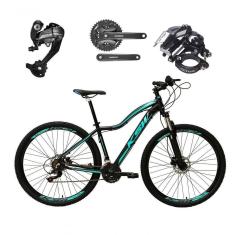 Bicicleta Feminina Aro 29 Ksw Mwza 27v Câmbios Shimano Altus Freios Hidráulicos - Preto-azul Tam.17