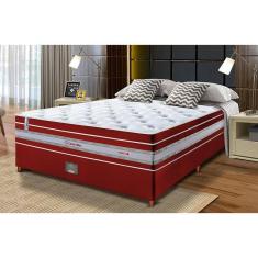 Conjunto Cama Box Casal De Molas Ensacadas Cama Inbox Select Euro Soft 138x188x71 Vermelho