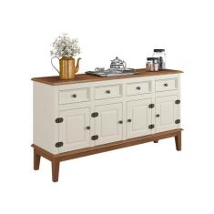 Balcão de Madeira Maciça 4 Portas e 4 Gavetas - Apaixone&Decore, Off W