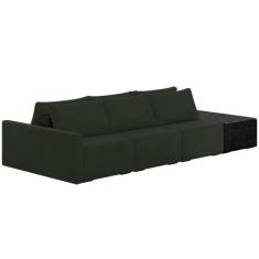 Sofá Ilha Modular Para Sala 342cm com Puff Dublin K01 Veludo Verde e S