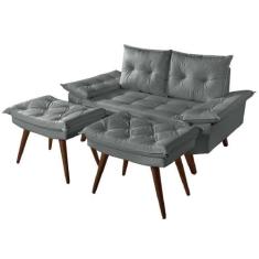 Sofa Bariloche 2 Lugares Duas Banquetas Material Sintético - Essencial