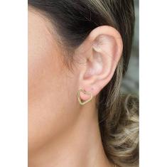 Brinco Médio Coração Vazado Banhado Em Ouro 18k [F027]