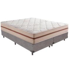 Cama Box Cinza E Colchão Classic 22 Cm Molas Ensacadas Queen Anjos