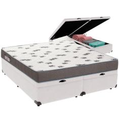 Cama Box Baú Branco E Colchão Light Espuma D33 Queen Ortobom