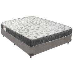 Cama Box Cinza E Colchão Iso100 Espuma D33 Casal Ortobom