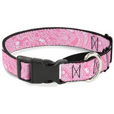 Buckle-Down Coleira para cães martingale - Bandana/caveiras roxa/branca - 2,54 cm de largura - serve para pescoços de 38,1-66,04 cm - Grande