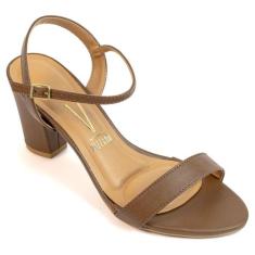 Sandália Feminina Vizzano Salto Médio Grosso Confortável Original, Cap
