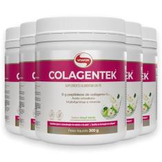 Kit 5 Colágeno Hidrolisado Colagentek Vitafor 300g Maçã Verde